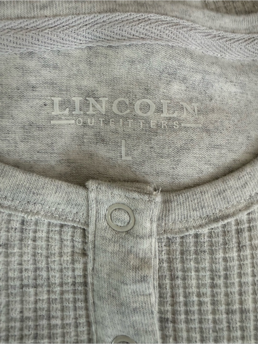 Light Gray Ribbed Henley Top - Picture 2 of 3